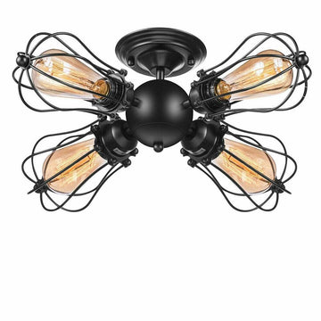 Vintage Ceiling Lights Adjustable Socket Retro 4-Lights Industrial Chandeliers jorunhe.com